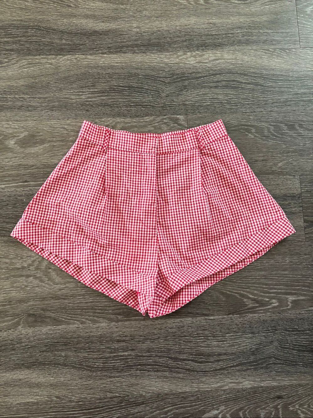 NWT Miscreants London x Revolve Red & White Plaid Gingham Shorts Size US 6 UK 10